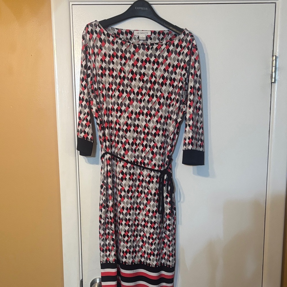 Liz Claiborne Long Sleeve Dress - Black, Red, and White